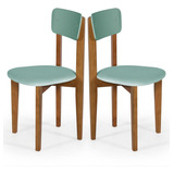 Conjunto De Duas Cadeiras De Jantar Elisa - Tecido Suede Cor Da Estrutura Da Cadeira Imbuia Cor Do Assento Menta