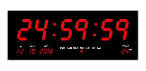 Reloj Digital De Pared De Led Grande Termómetro De 46 Cm