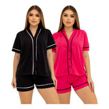 Kit 2 Pijamas Americano Feminino Curto / Adulto