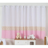 Cortina 2m P/ Quarto De Bebe Menina Princesa Coroa Rosa Bebe