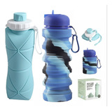 2pc Botella De Agua Plegable Silicon Viaje Oficina Deportiva