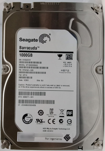 Seagate St1000dm003-9yn162 1000gb Sata - 3273 Recuperodatos 