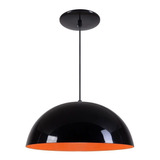 Luminária De Teto Rei Da Iluminação Meia Lua 40 Cor Preto Brilhante/laranja 110v/220v