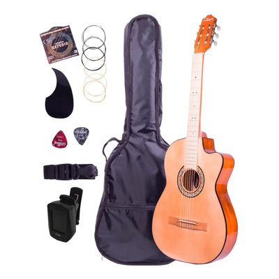 Guitarra Acústica Curva De Paracho Con Accesorios Y Afinador Color Miel Orientación De La Mano Izquierda | Meses sin interés