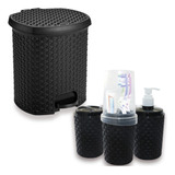 Lixo Banheiro Kit Lixeira 6l Porta Sabonete Escova Cotonete