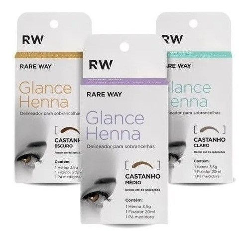 Glance Henna Para Sobrancelhas Rare Way 3 Unidades