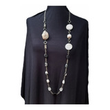 Clr0420 Collar Largo Piedra Cuarzo, Onix, Jaspe, Obsidiana, 