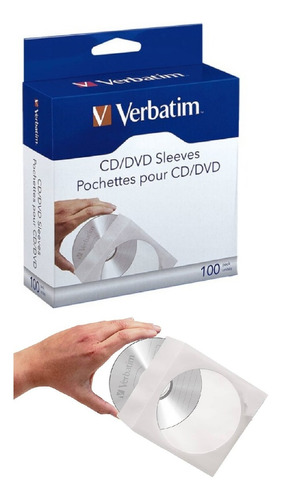 100 Sobres De Papel Con Ventana Para Cd/dvd Marca Verbatim