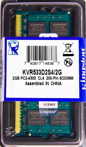 Memória Kingston Ddr2 2gb 533 Mhz Notebook 16 Chips 01 Unid 