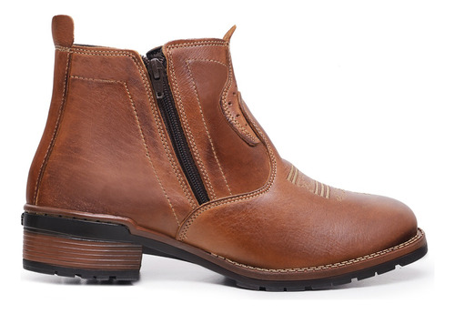 Bota Couro Botina Com Ziper Estilo Country Cavalgada 101