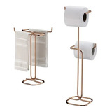 Kit Suporte Papel Higiênico Porta Toalha Banheiro Rose Gold