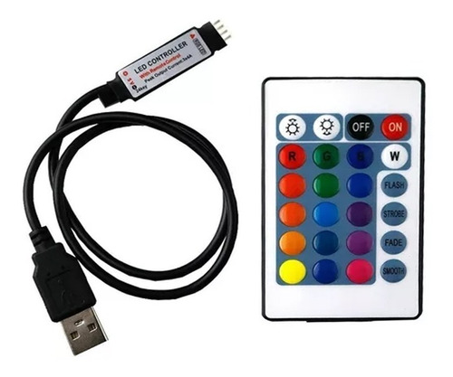 Fuente Adaptador Usb Para Tira De Led + Control Remoto Rgb 