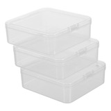 Caja De Plástico Transparente Con Minibisagras, 3 Unidades
