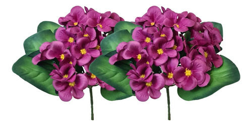 Kit 2 Buquê Artificiais Mini Violetas Flores Para Decoração