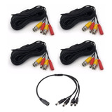 Juego Cables X4 18m Bnc Video + Alim + Splitter Pulpito X 4