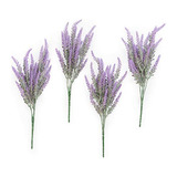 Lavanda Artificial Morada, 4 Ramilletes De Flores Falsa...