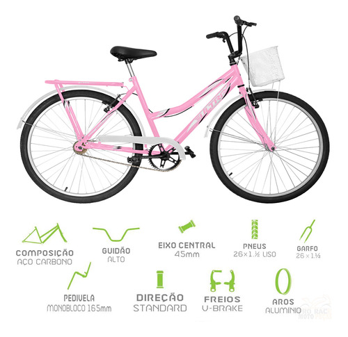 Bicicleta Para Adulto Feminino Masculino Antiga Cesto Aro 26