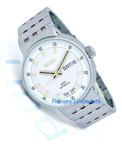 Reloj Mido All Dial Ad1 Blanco Dorado Automático Acero