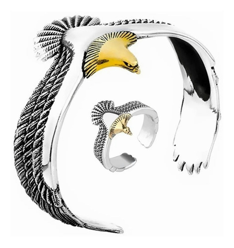 Punk Rock De Águila Estilo Pulsera+ Anillo/ Unisex/ajustable