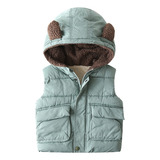 Chaleco Acolchado Infantil Moda Invierno Termico Com Capuz