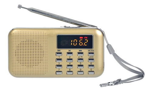 Reproductor De Música Mp3 Portátil Con Radio Am/fm Dorado