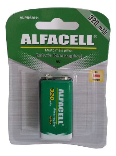Bateria Recarregável 9 Volts Alfacell 9v 450mah Original Top