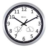Relógio Parede Herweg Alumínio Com Termômetro E Higrômetro
