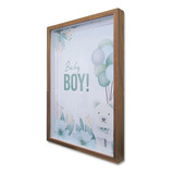 Quadro Cofre Porta Objetos Baby Boy Madeira 60 X 40cm