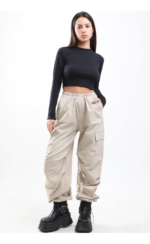 Pantalón Parachute Cargo De Gabardina Harper