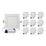 Combo X 10 Plafón Led Panel Luz Cálida Cuadrado 12w Embutir Color Blanco Color De La Luz Blanco