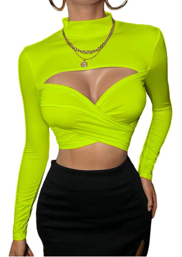 Blusa Crop Top Cruzado Sexy Para Dama De Moda Casual