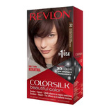 Kit Tinte Revlon  Colorsilk Beautiful Color Tono 032 Castaño Oscuro Caoba Para Cabello