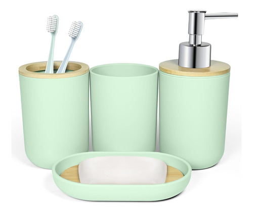 Seeatoo Juego De 4 Accesorios De Baño Verdes, Accesorios De 