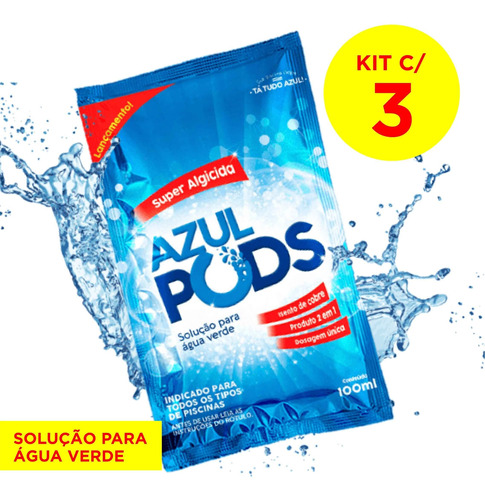 Super Algicida Para Piscinas - Azul Pods - Kit Com 3