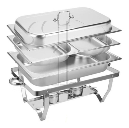 Ipe Cozinhas Rechaud Retangular Duplo Inox 13 L 2 Cubas 1/2x100mm Buffets