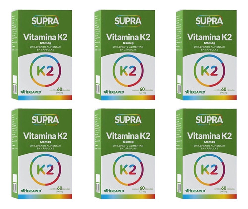 Kit 6 Supra Vitamina K2 60 Cáps - Herbamed