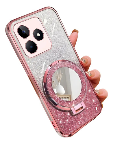 Brillo Brillante Funda Para Oppo A5 Pro 5g,+espejo Soporte