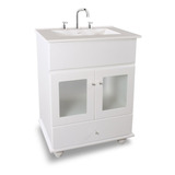 Vanitory Mueble Baño Maral Deck 60 C/puerta Vidrio + Bacha  