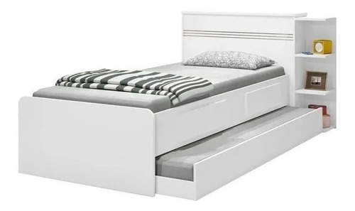 Base Cama Baú Solteiro Com Cama Auxiliar Jad + 2 Colchão D28