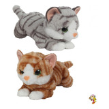 Gato De Peluche Gris Con Sonido Importado !! 