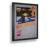 Quadro Emoldurado Poster Metroid Nes Cover  Game Antigo A3