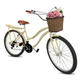 Bicicleta De Passeio Maria Clara Bikes Aro 26 17 Cor Bege/marrom