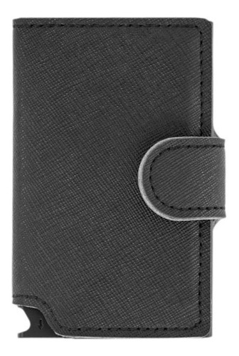 Billetera Walla Saffiano Color Black De Cuero Saffiano - 10cm X 6.5cm X 1.5cm