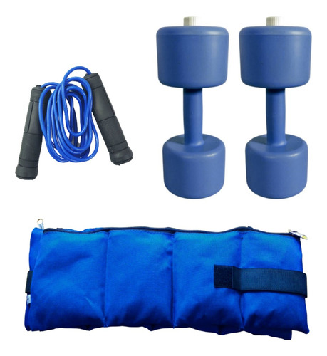 Kit De Entrenamiento- Soga Saltar Mancuernas Tobilleras 1kg