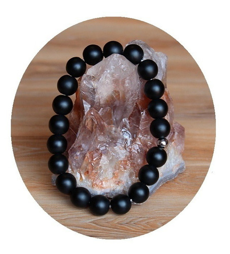 Pulsera Hombre Ónix Negro Mate Natural - Pulsera Elastizada