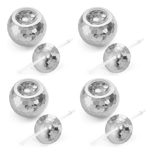 4 Pcs Esfera Bola Disco Ball Popote 600ml Fiesta Copa Espejo | MercadoLibre