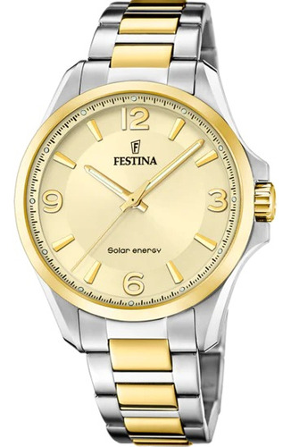 Reloj Festina Hombre Solar Acero Dorado Clásico F20657.2