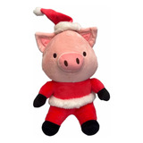 Cerdo Rosa Traje Santa Claus Navidad Ultrasuave 25cm Miniso