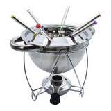 Set De Fondue Acero Inoxidable Calentador 6 Tenedores 