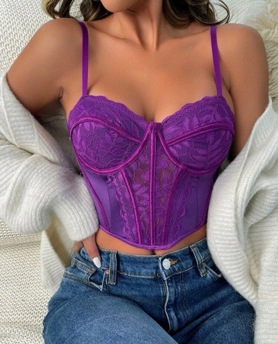 Corset Shein De Mujer Nuevo Importado De Encaje Violeta